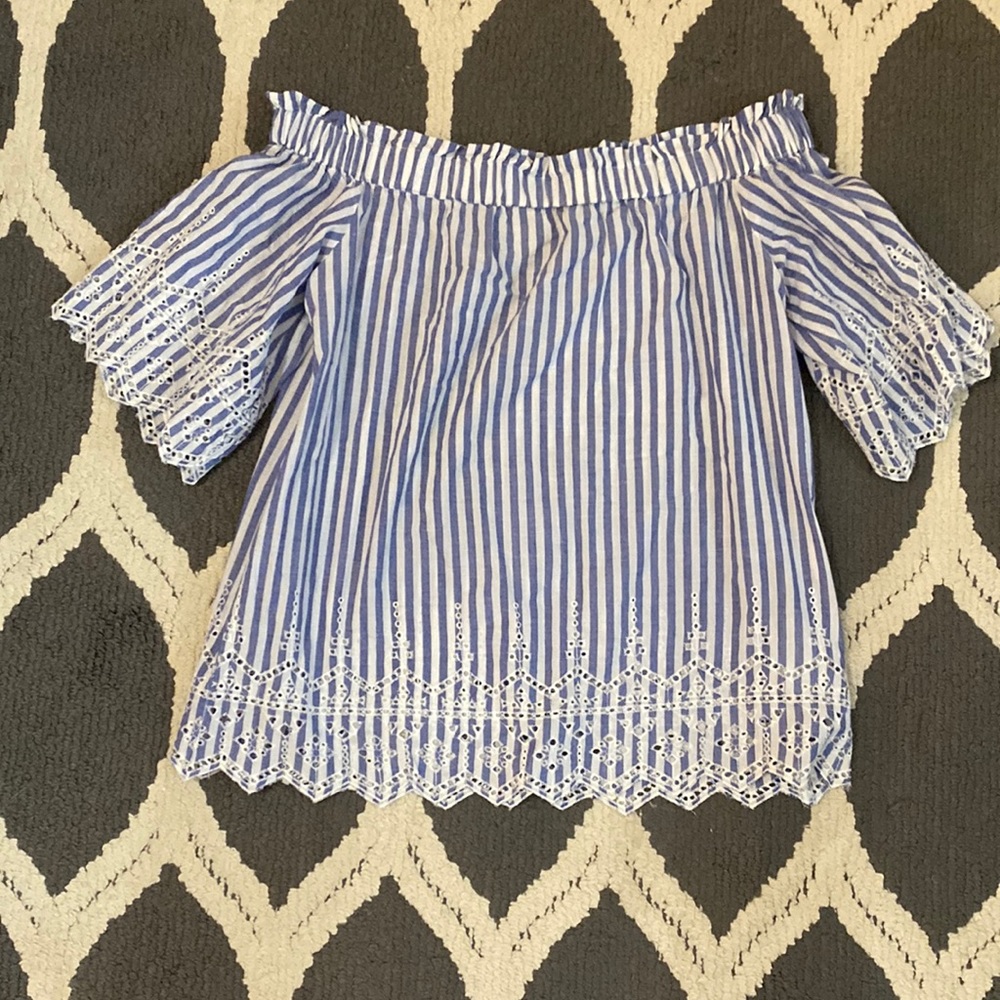 Striped Off The Shoulder Shirt: Size 8. H&M